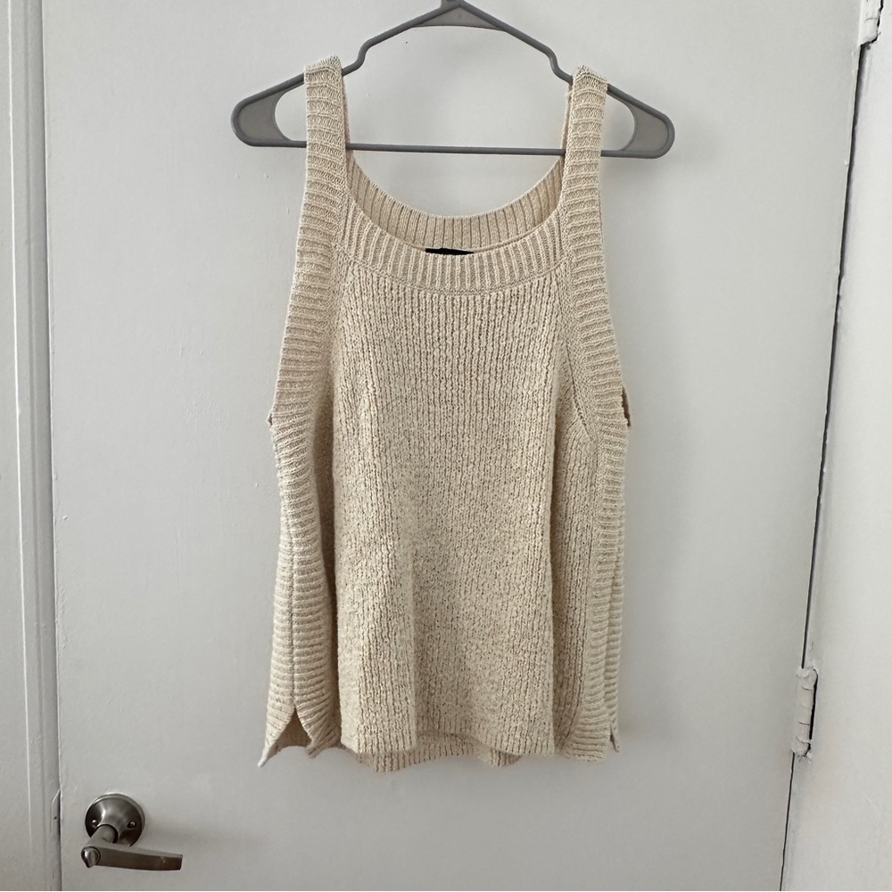 Cream Knit Sleeveless Top